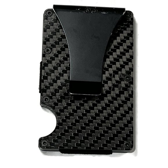 Carbon Fiber Metal Wallet RFID Blocking Money Clip Slim‎ Credit Card Black - Picture 3 of 5